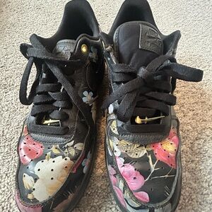 NIKE AIR FORCE 1 FLORAL BLACK WOMENS SNEAKERS SHOES SIZE 10